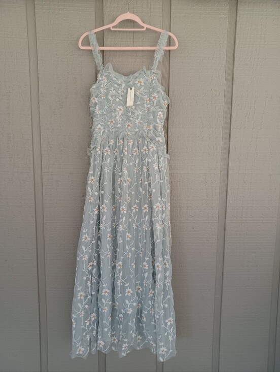 Anthropologie Dresses & Skirts - Anthropologie Sleeveless Tulle A Line Maxi Dress Size M Feminine Ruffle Floral